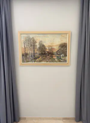 Herman Paradies - Landschap met boerderij, boer en schapen. kopen? Bied vanaf 550!