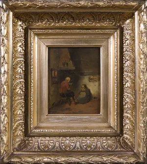 Niet of onleesbaar gesigneerd - Olieverf op paneel, Klassiek interieur kopen? Bied vanaf 1!