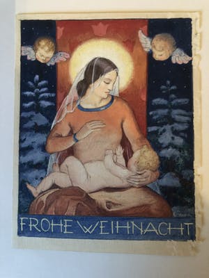 Emmerich Sandig - Maria mit Jesuskind Frohe Weihnacht wohl Weihnachtskartenvorlage kopen? Bied vanaf 220!