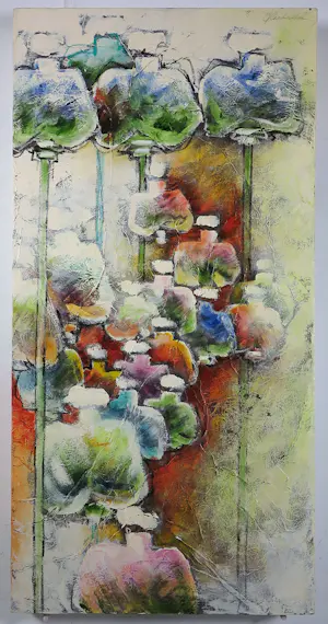 Carla Raadsveld - Drieluik, Acryl op doek, Bloemen kopen? Bied vanaf 200!