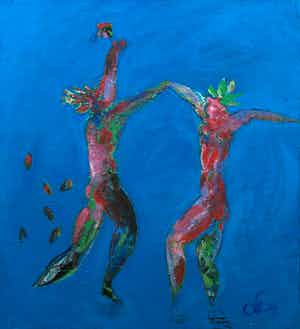 Franscz Witte - Acryl op doek, Dansend verkocht voor € 1!