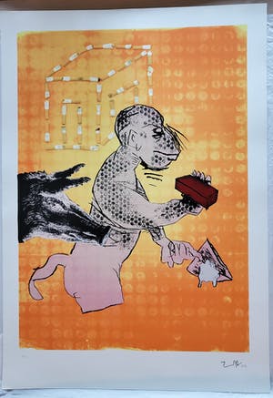 Jorg Immendorff - Maureraffe, signiert, datiert und e.a. kopen? Bied vanaf 440!