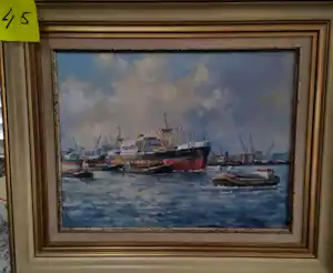 Anton van Unen - Havengezicht (Rotterdam?) verkauft für € 300!