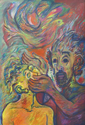 Willem Claassen - Acryl op doek, Doop in de Jordaan - Ingelijst (Zeer groot formaat!) kopen? Bied vanaf 50!