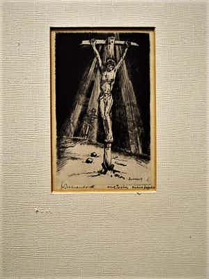 Theo Beerendonk - Schilder en Graficus - Unieke Eigen druk Ets "Golgotha" gesigneerd verkocht voor € 10!