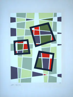 Jean Leppien - Composition abstrait - Originele zeefdruk - 1954 kopen? Bied vanaf 180!