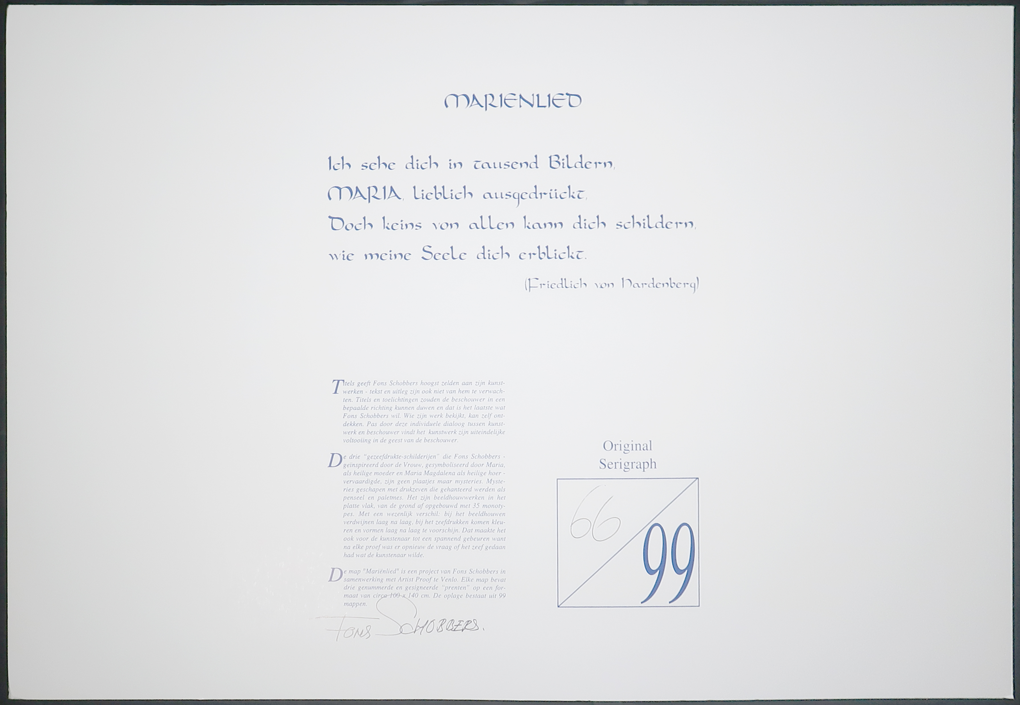 Fons Schobbers - Serie van drie zeefdrukken, Mariënlied (Zeer groot) kopen? Bied vanaf 50!