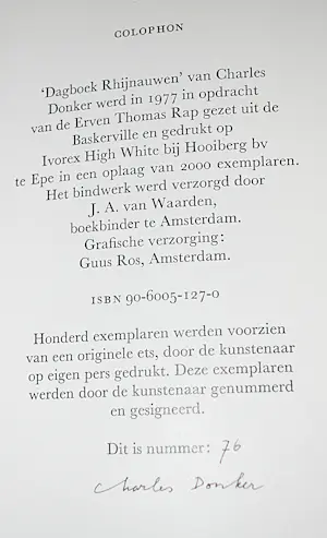 Charles Donker - 2 hardcovers. 'Rhijnauwen' is gesigneerd en genummerd 76/100 kopen? Bied vanaf 95!