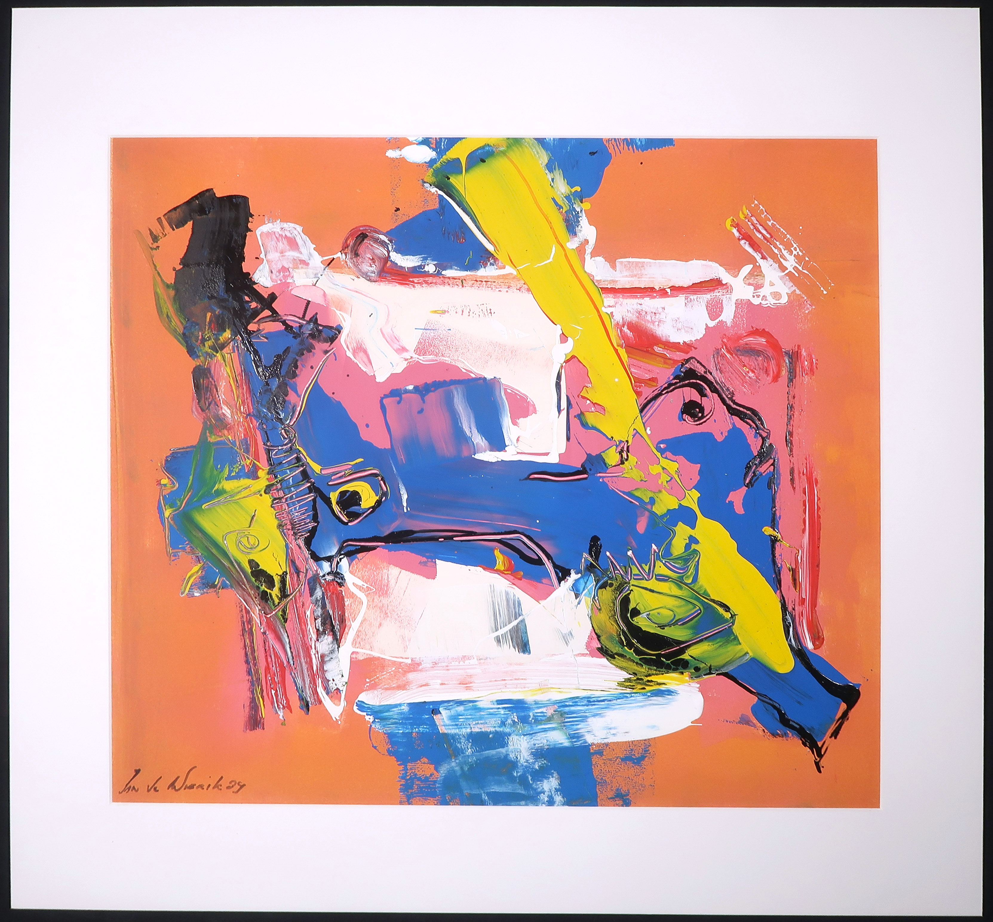 Jan te Wierik - Acryl op papier, Z.T. Abstracte compositie kopen? Bied vanaf 400!