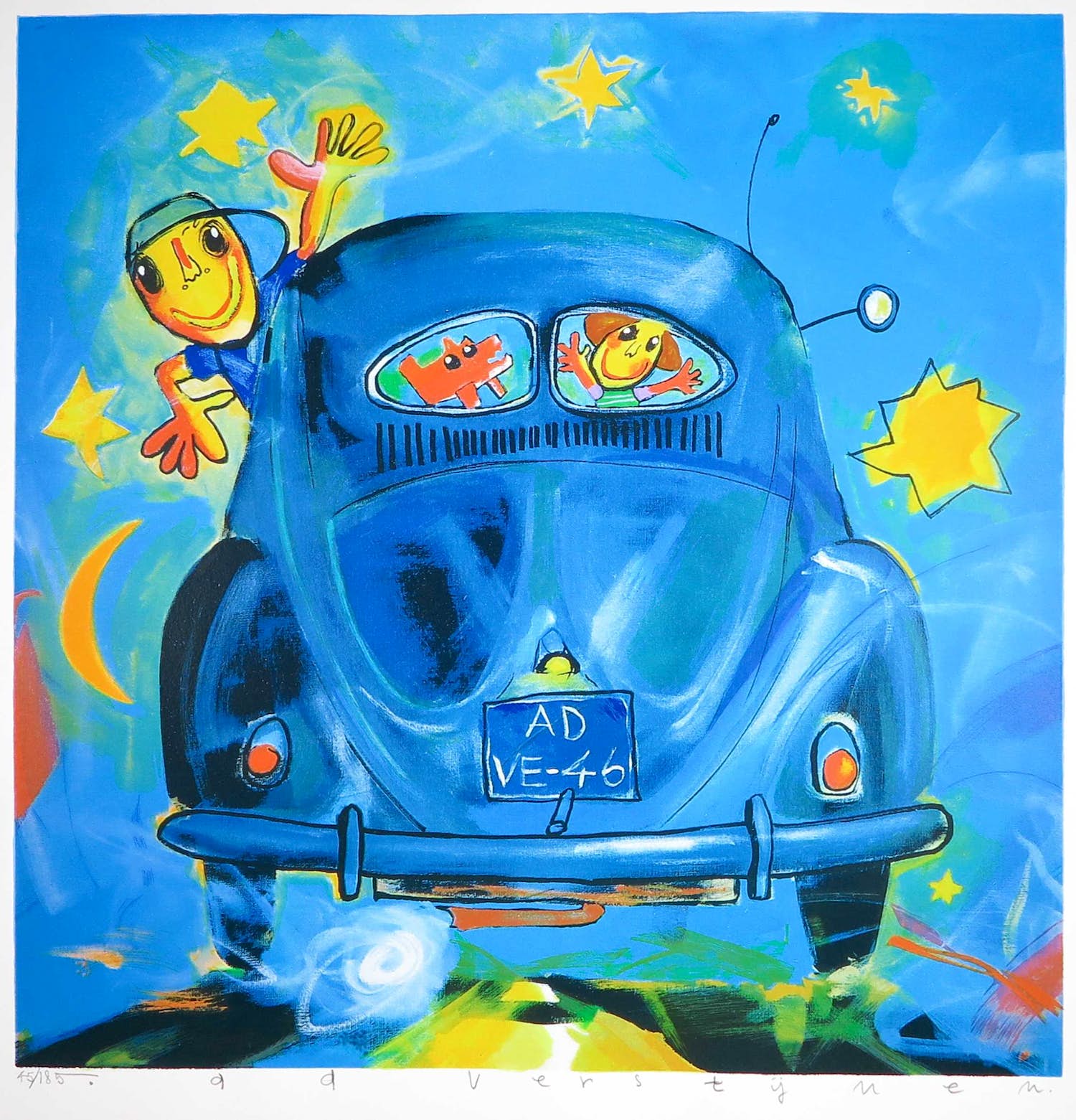 Ad Verstijnen - Zeefdruk, VW Brilletje achterruit kopen? Bied vanaf 1!