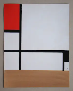 Piet Mondriaan - Compositie - 1957 - Stencil in gouachekleuren - Monogram kopen? Bied vanaf 500!