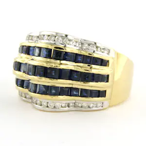 18k gouden ring met saffier en briljant geslepen diamant tot. 0.20ct kopen? Bied vanaf 1000!
