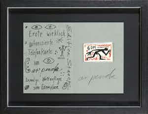 A.R. Penck - Gesigneerde zeefdruk met (ongeopende) telefoonkaart verkocht voor € 1!