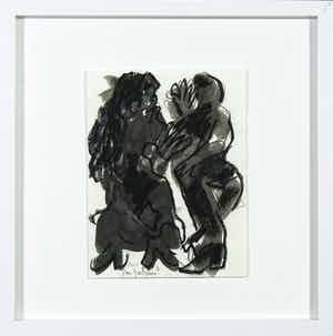 Jan Sierhuis - Aquarel en krijttekening, Dansend paar verkocht voor € 1!