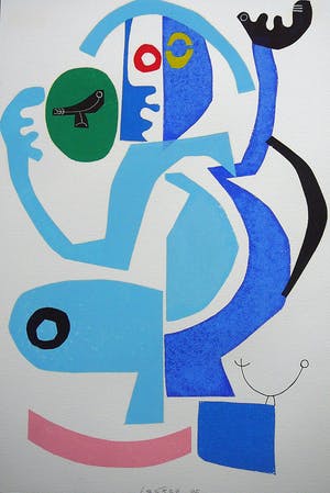 Lex Heijligers - Man met vogels -monotype tweeluik 1995- kopen? Bied vanaf 65!