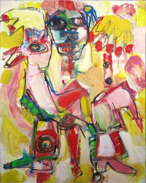 Christine Spierings - Olieverf op doek, Wild verkocht voor € 60!