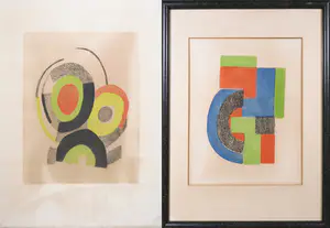 AcheterSonia Delaunay - Lot van twee geometrische kleurenetsen? Enchérissez de 250!