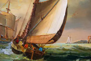 Niet of onleesbaar gesigneerd - 2x Hollandse School Zeelandschappen (XX) kopen? Bied vanaf 1!