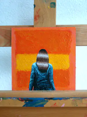 Gerard Boersma - Orange & Yellow (Vrouw kijkend naar schilderij van Mark Rothko) kopen? Bied vanaf 75!