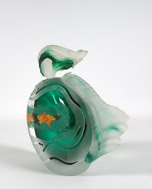 Régis & Gisèle Fievet - Lot van twee glasobjecten in de vorm van vissen kopen? Bied vanaf 200!