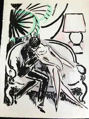 Kees van Dongen - Pochoir - La Garconne - De kus verkocht voor € 295!