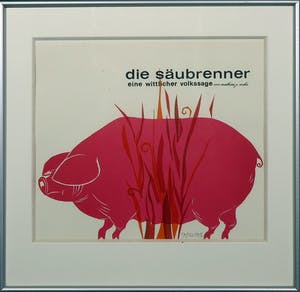 Niet of onleesbaar gesigneerd - Zeefdruk, Die Saubrenner - Ingelijst kopen? Bied vanaf 1!