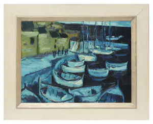 Jan Sierhuis - Ingelijste olieverf op doek: Haventje op Corsica kopen? Bied vanaf 799!