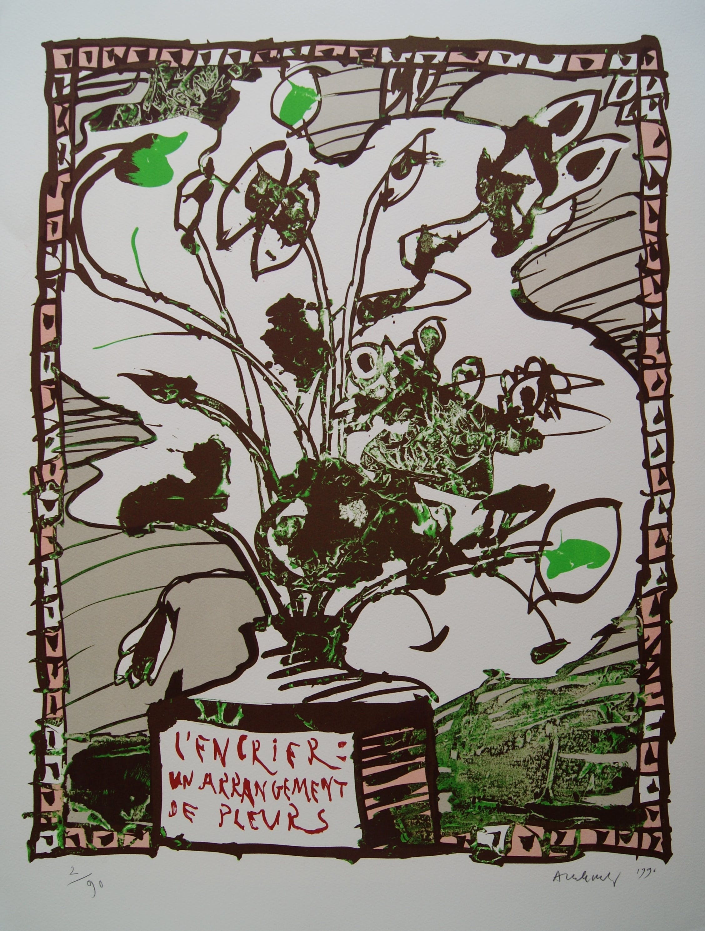 Pierre Alechinsky - 'L’Encriere un arrangement de pleurs'. verkocht voor € 650!