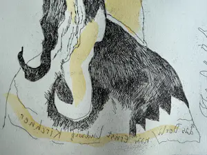 Lucebert - Ets met aquarel | 'Das Dorli, naar Ernst Ludwig Kirchner' | 1993 kopen? Bied vanaf 200!