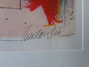 Theo Koster - "5" / KLEURZEEFDRUK + COLLAGE + OPGEHOOGD / 63x73cm / KADER / SIG kopen? Bied vanaf 125!