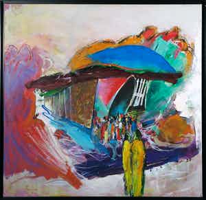 Martin van Dijk - Olieverf op doek, Andalusisch landschap - Ingelijst (Zeer Groot) verkocht voor € 300!