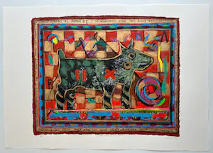 Eric Toebosch - handgesigneerde zeefdruk | 'Ongevaarlijke hond'| 1993 kopen? Bied vanaf 1!