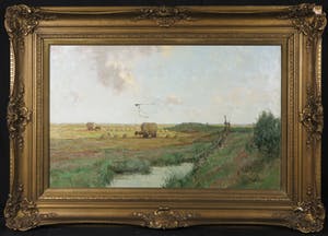 Willem Frederik Noordijk - Olieverf op doek, De Eempolder - Ingelijst kopen? Bied vanaf 1!