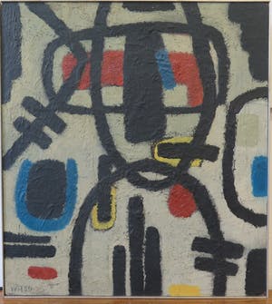 Willem Hussem - toegeschreven aan, olieverf op board, ingelijst, Abstracte compositie kopen? Bied vanaf 1250!