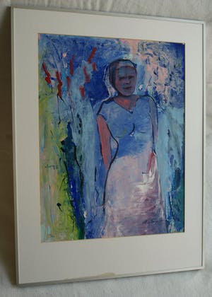 Niet of onleesbaar gesigneerd - Ingelijst, olieverf op papier , Dame - 1997 kopen? Bied vanaf 1!