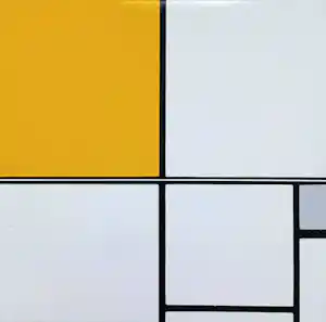 Piet Mondriaan - Composition B, with Double Line and Yellow and Gray, emaille op metaal (unica) verkauft für € 490!