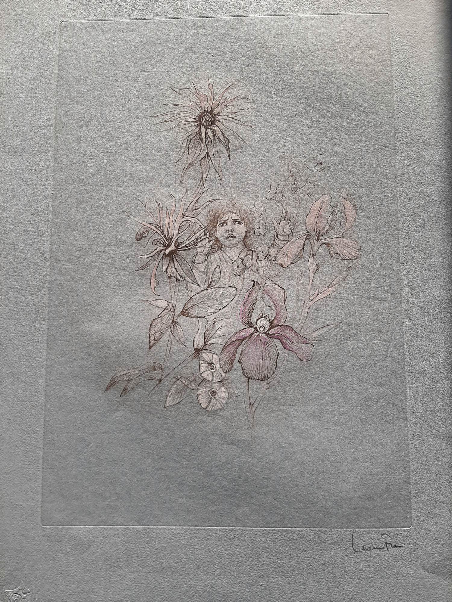 Leonor Fini - Ets, Titel, "Fillette aux fleurs" (Meisje met bloemen). kopen? Bied vanaf 45!