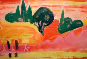 Xandra Donders - Gemengde techniek , Hetero’s Laantje - 67½ x 100 cm. vendu pour 50€ !
