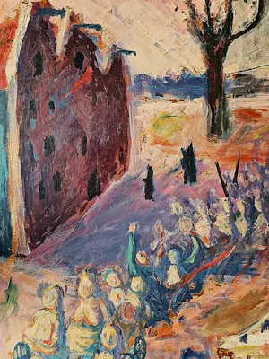 Rudi Bierman - Fraai -1953- expressionistisch olieverf "zomeravond te Amsterdam" GROOT!! kopen? Bied vanaf 56!