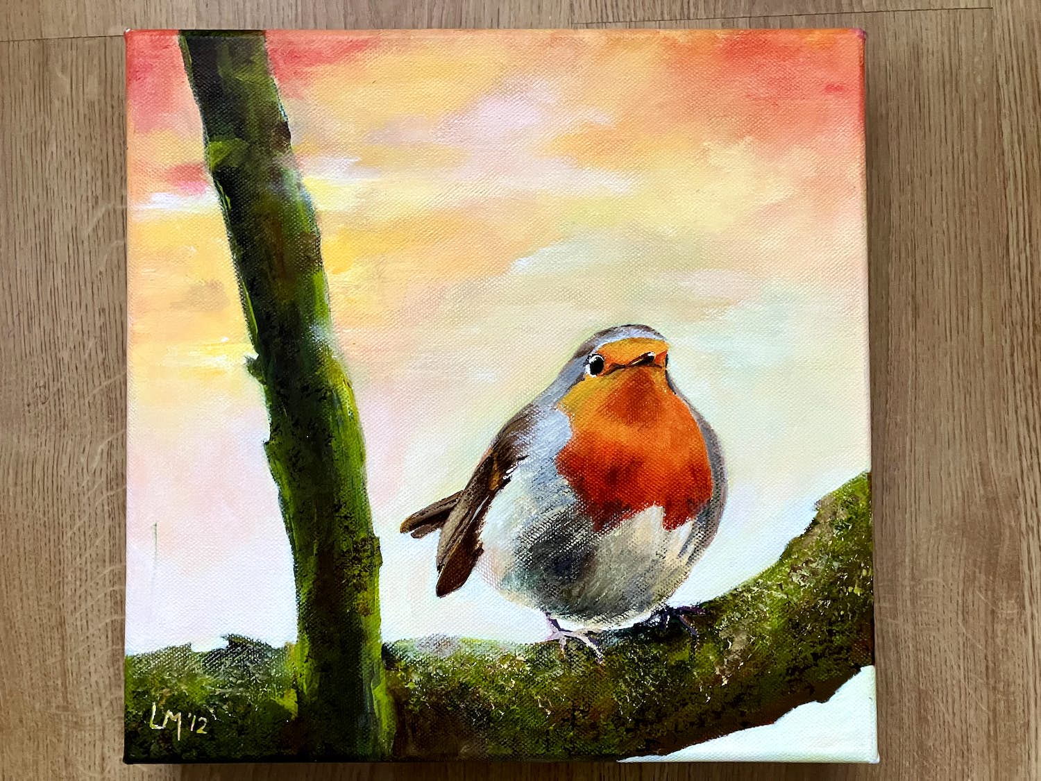 Niet of onleesbaar gesigneerd - Prachtig schilderij roodborstje op tak. kopen? Bied vanaf 1!