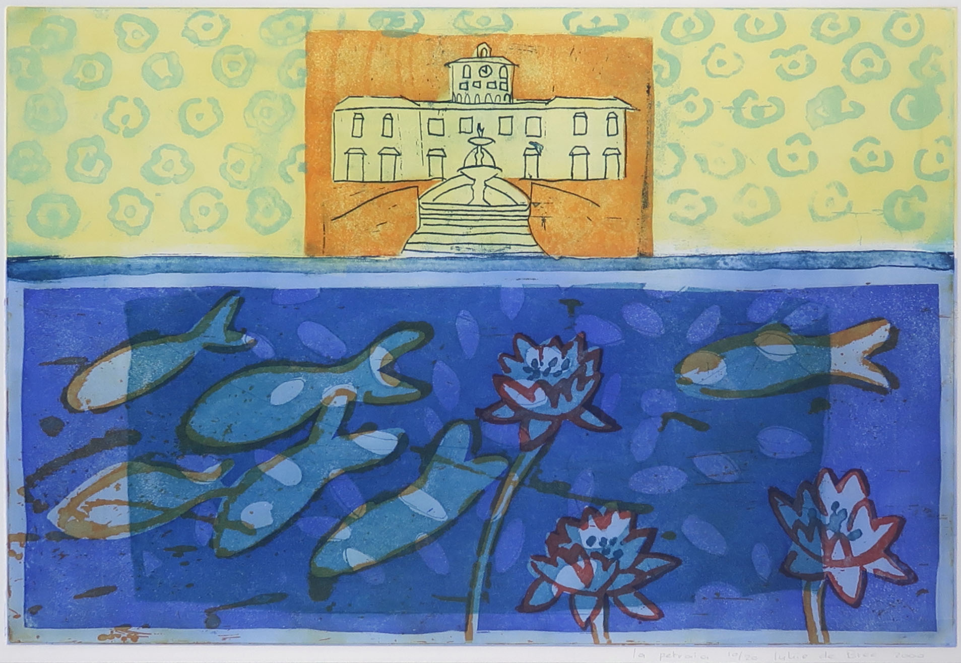 Lukie de Bree - Kleurenets en aquatint, La Petraia - Ingelijst kopen? Bied vanaf 20!