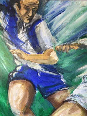 Anke Peddemors - FC Groningen 25 jaar (1996) - Acrylverf schilderij, Groot kopen? Bied vanaf 85!