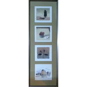 Mart Kempers - Ingelijste litho met aquarel - vierluik verkocht voor € 120!