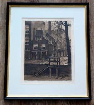 Willem Witsen - Ingelijste ets: Bierhaven Rotterdam (KEURIGE LIJST!) verkocht voor € 250!