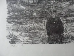 Otto Hanrath - Litho, Nes Texel. kopen? Bied vanaf 25!