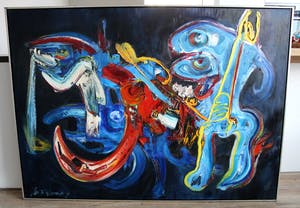 Jan te Wierik - Acryl op doek: fantasiefiguur - 1991 ( zeer groot!) kopen? Bied vanaf 3750!