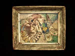 Gras Heyen - Bijzonder jaren 60 olieverf "de Nar, de Kerk en de Dood" - gesigneerd verkocht voor € 86!