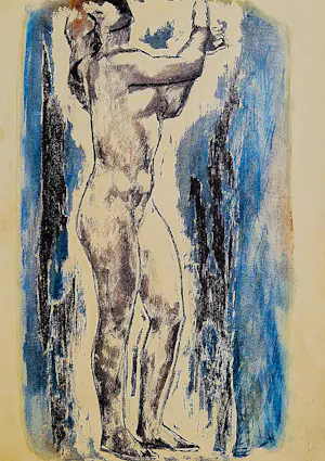 Pieter den Besten - "Tuschinski" 1954 - gemengde techniek (aquarel,pastel) "staand naakt" kaufen? Bieten Sie von 29!