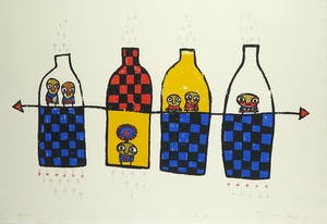 Toyin Loye - Zeefdruk, Moving space II - Ingelijst kopen? Bied vanaf 50!