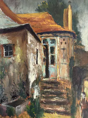 Marie Louise Ogier - Das blaue Tor, ein wunderschönes Gemälde aus der Zeit um 1950 kopen? Bied vanaf 180!